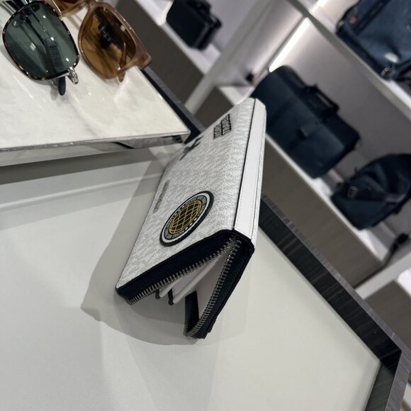 Michael Kors Cooper Embellished Logo Zip-Around Wallet 36R5LCOZ3B BRIGHT WHT - Picture 8 of 10